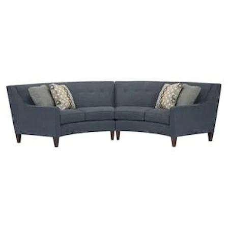 Two-Piece Contemporary Conversation Sectional with Sloped Arms and Button-Tufting